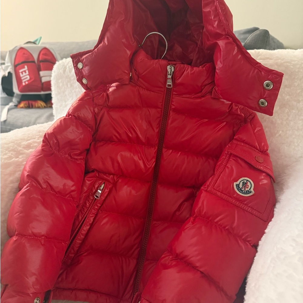 Moncler Boys Red Maya Down Puffer Jacket 4T